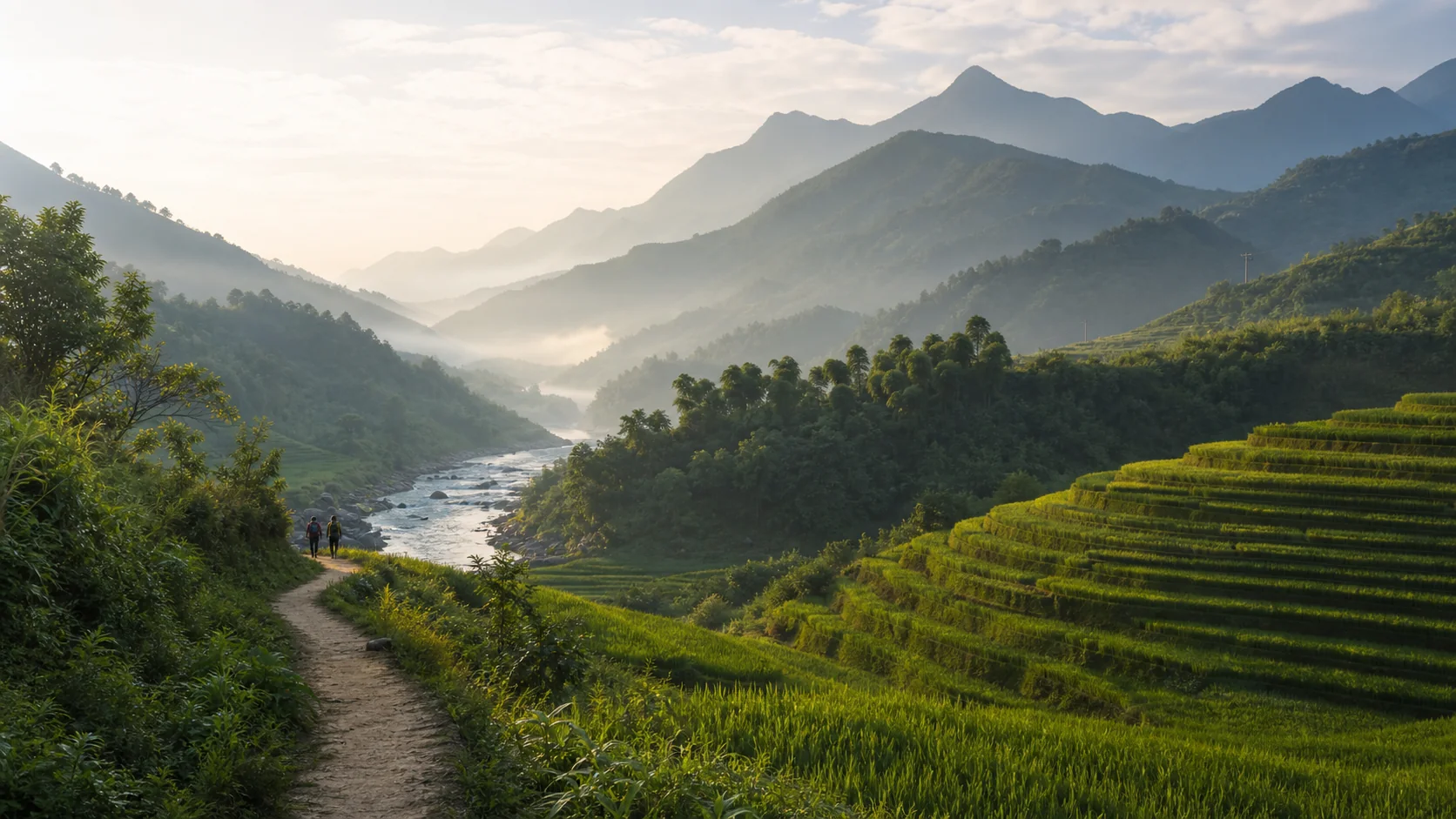 Vietnam mountain and river landscape