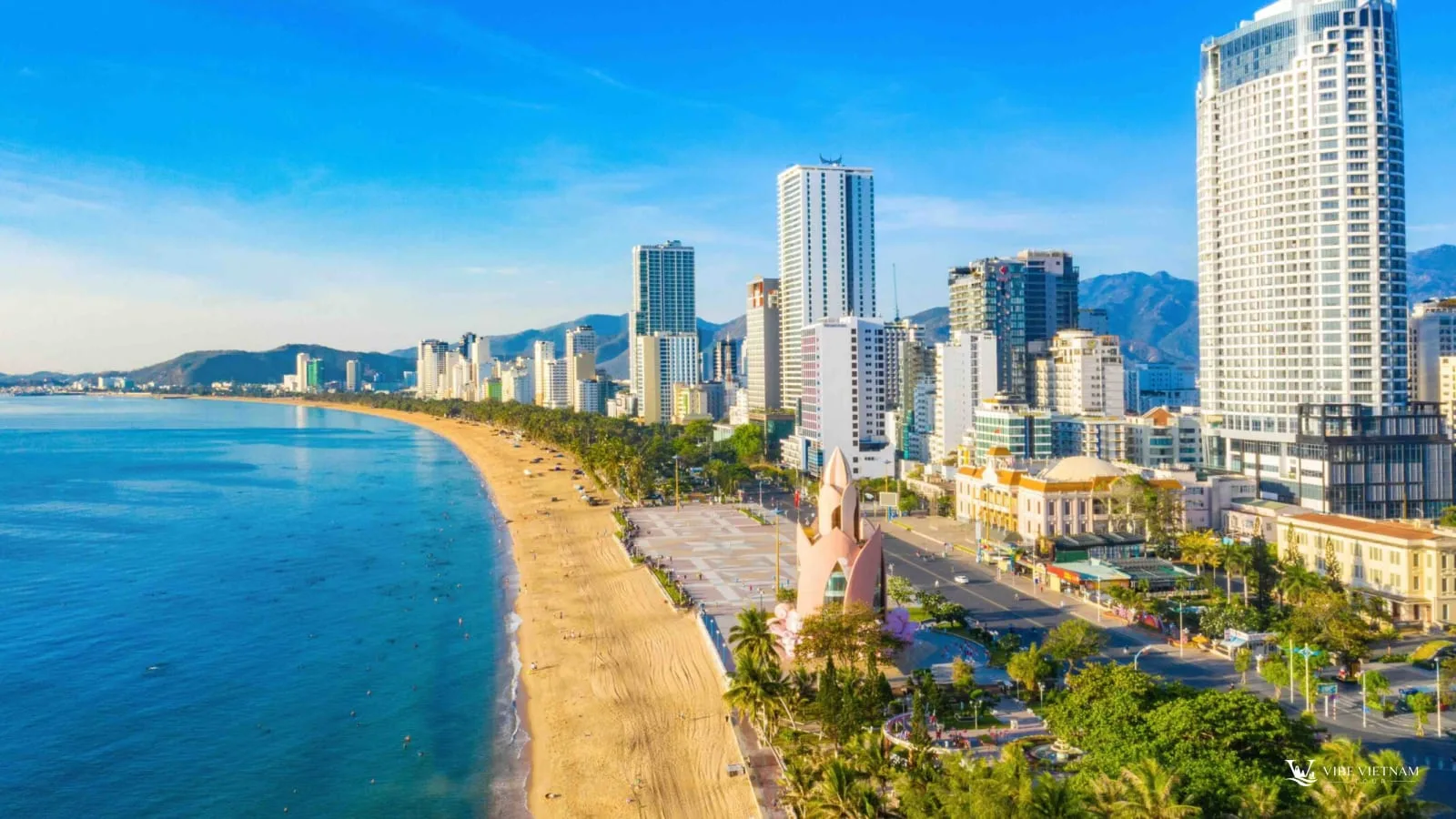 Nha Trang city beach and the seafront hotels