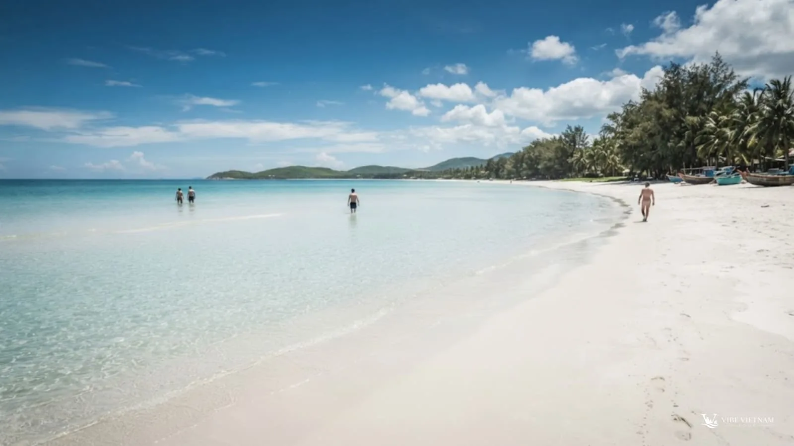 White sand and shallow water at Doc Let Beach, north of Nha Trang